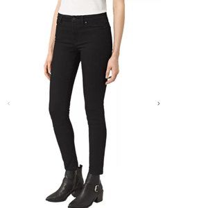 NWT Allsaints Mast Skinny Jeans in Jet Black Size 32